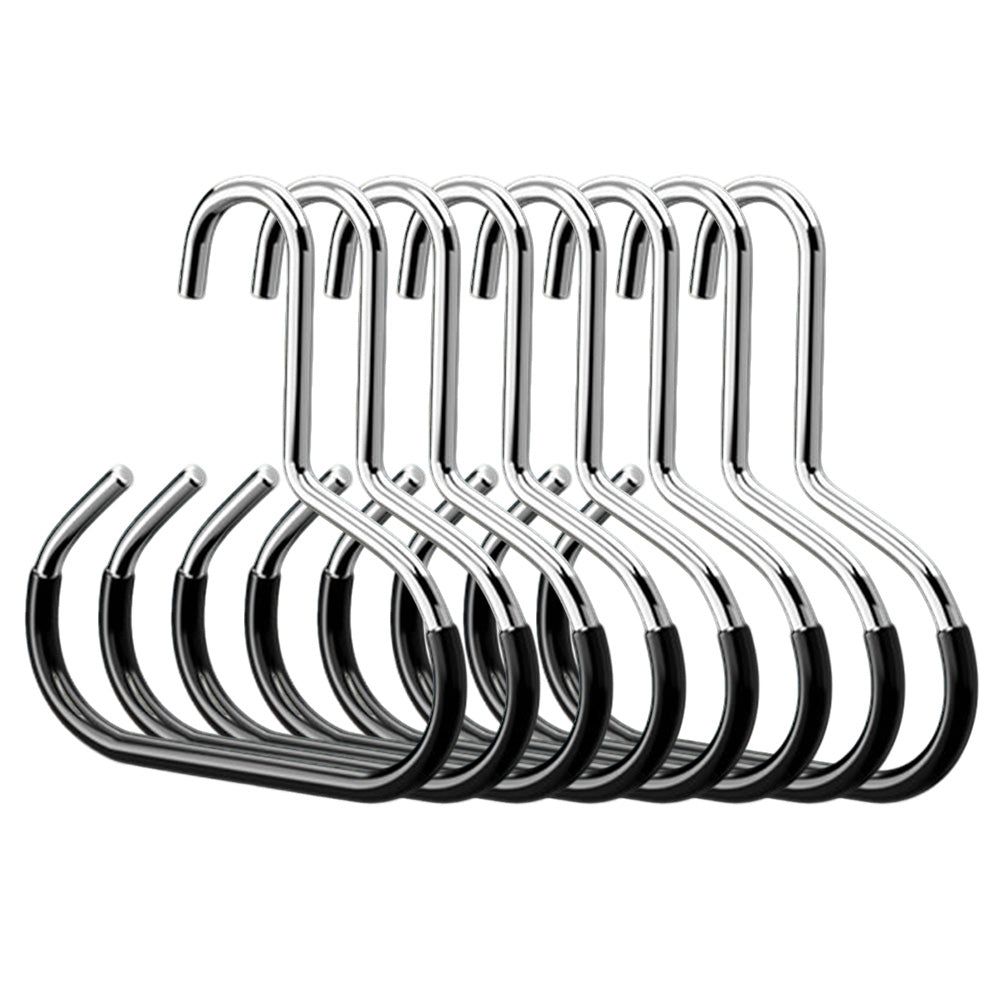 8 Piece Iron Ring Hat Storage Hooks for Closet Cap Scarf and Bag Hangers - Black
