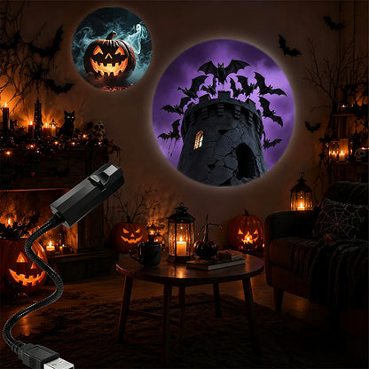 USB Halloween Projector Light with 6 Slides for Game Party