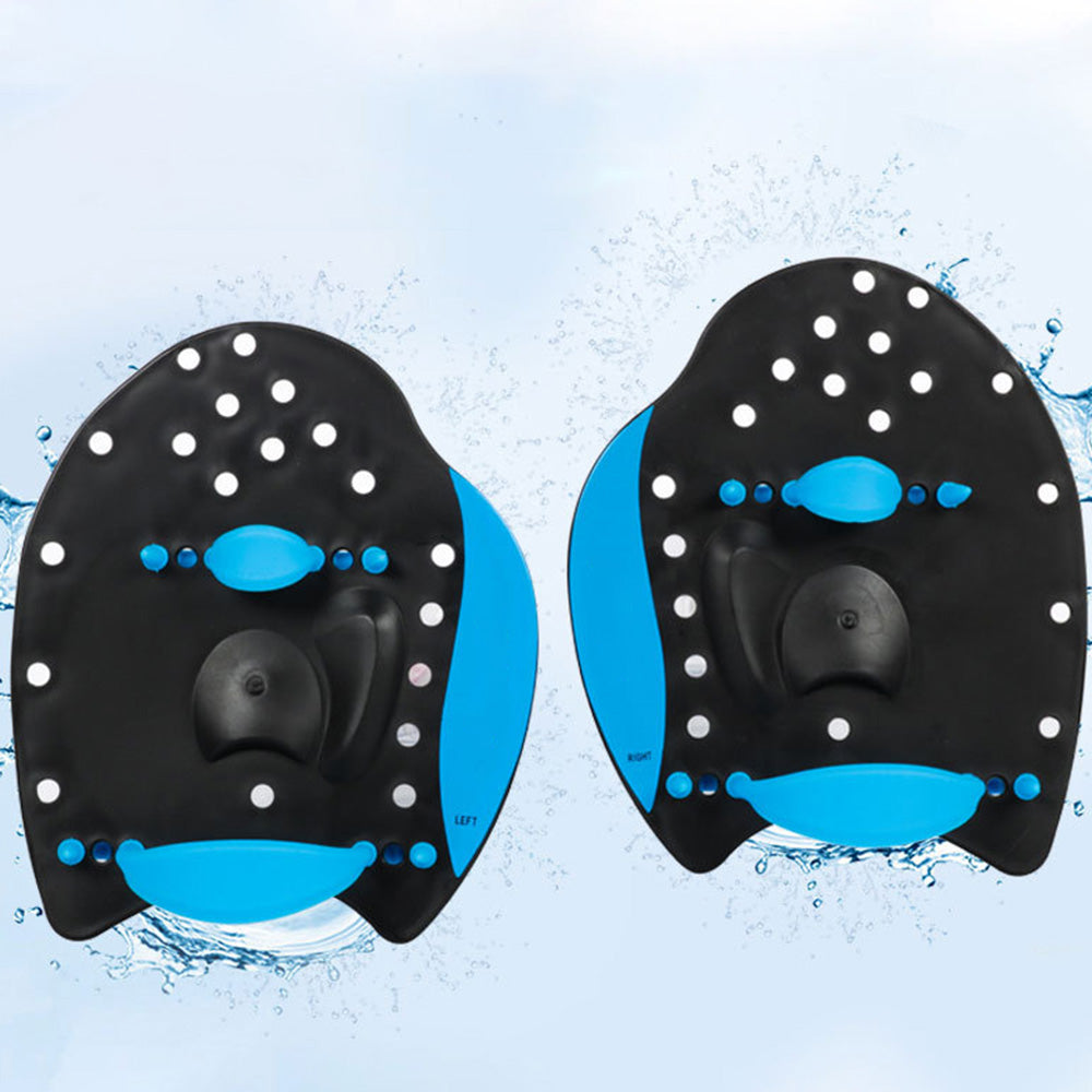 Pair of Unisex Swim Hand Paddles with Adjustable Straps Swimming Training Aid Blue