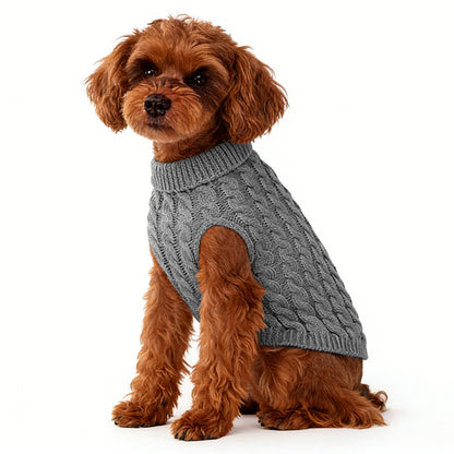 Puppy Dog Jumper Winter Warm Knitted Sweater Pet Clothes for Small Dogs Coat -Grey