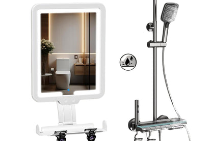 Lighted Shower Mirror Fogless for Shaving 3 Color Modes Dimming Shower Mirror-White