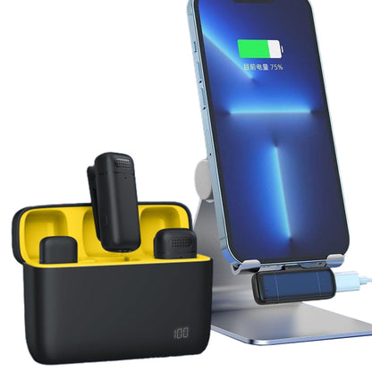 2-in-1 Wireless Lavalier Microphone with Charging Case for Video Recording Vlog Streaming