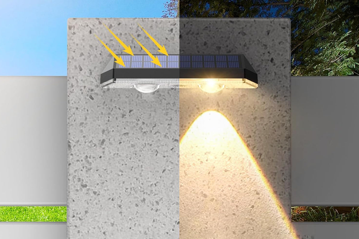2Pcs Solar Fence Lights Outdoor Solar Lights Outdoor Waterproof for Backyard Railing -3 White Light Modes