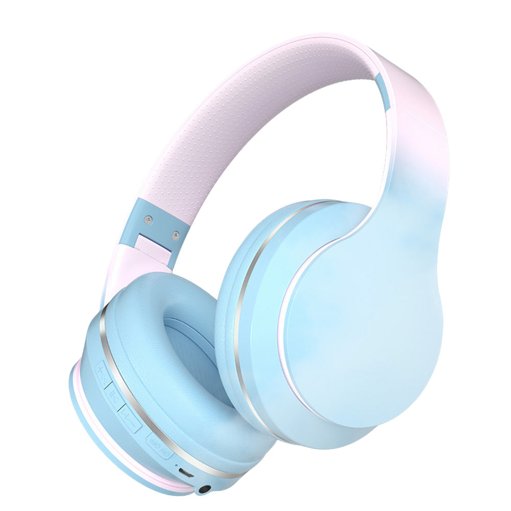 Foldable Kids Wireless Headphones Over Ear Bluetooth Headset with Mic Function Blue