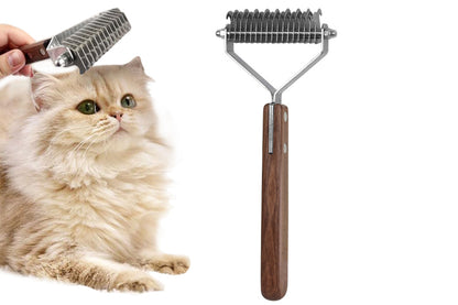 Large 2-Sided Undercoat Rake For Dogs And Cats Pet Grooming Brush Dematting Comb
