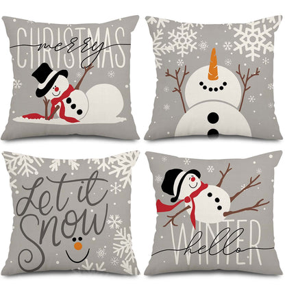 4 Pack 45x45cm Christmas Pillow Covers Plush Pillowcase - White