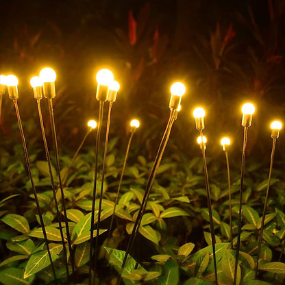 Solar Garden Lights 2Pcs 10LED Solar Powered Firefly Light Ground Patio Stake Walkway Lamp Outdoor Garden Decor -Yellow