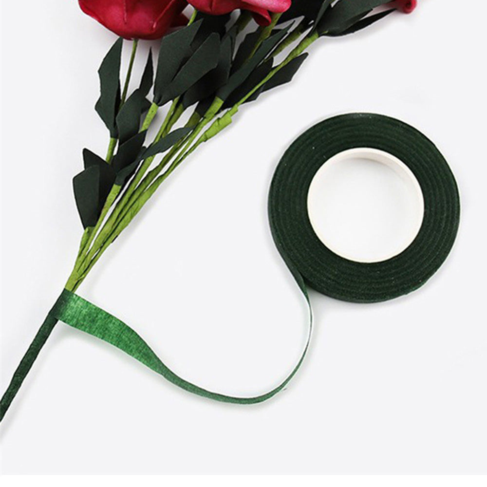 12 Rolls Floral Tape Green Stem Wrap Tape for Bouquet Making Craft Dark Green