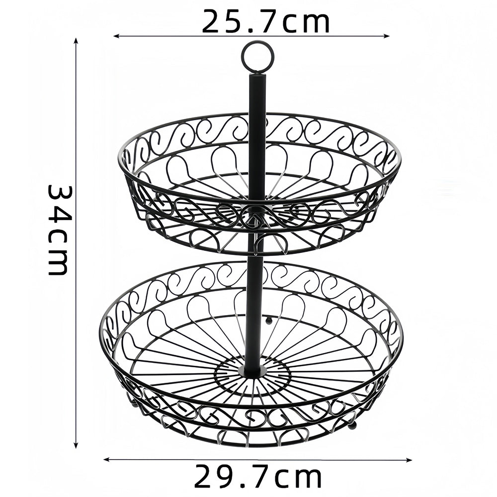 2-Tier Iron Fruit Basket Stand