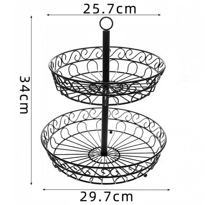 2-Tier Iron Fruit Basket Stand
