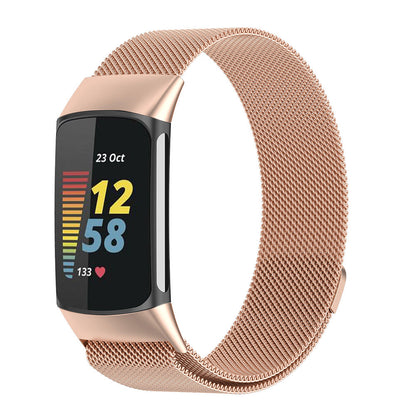 For Fitbit Charge 5 Replacement Stainless Steel Magnet Strap Milanese Band Rose Gold