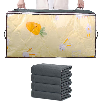 4Pcs Under Bed Storage Bags Clothes Organizer with Clear Top Gray