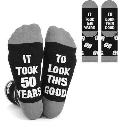It Took Years Novelty Socks Gift for Men Birthday Funny Text Socks