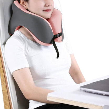Travel Neck Pillow U-Shaped Neck Support Memory Foam Pillows Pink