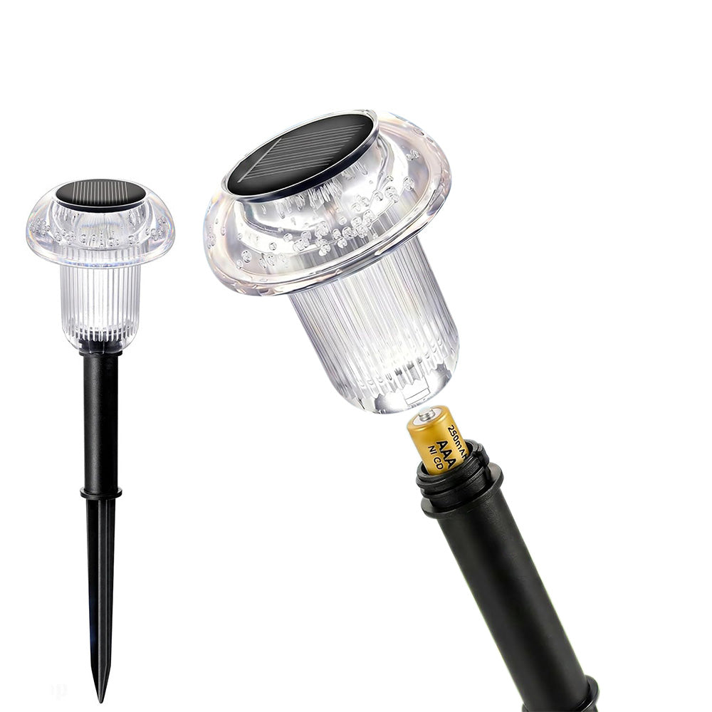 4 Piece Solar Mushroom Rhinestone Ground Stake Lights - White
