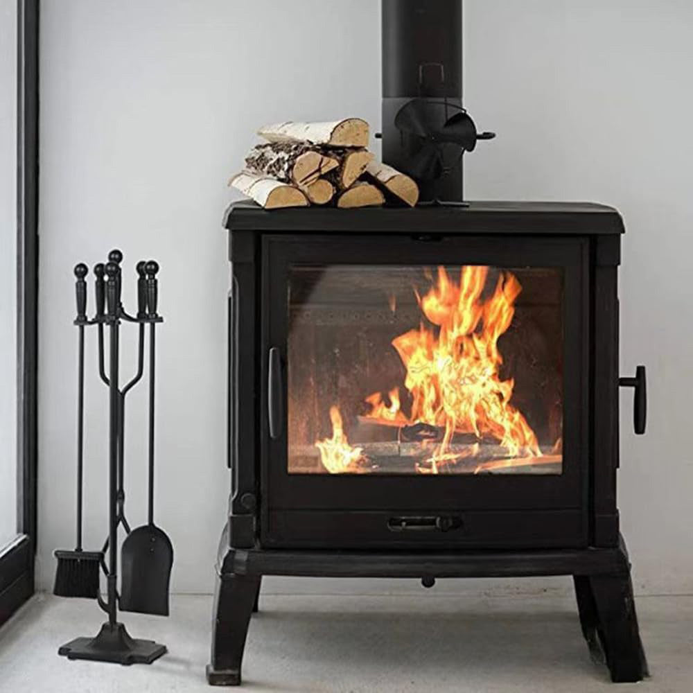 5 Pieces Fireplace Tool Set Wrought Iron With Stand For Indoor And Outdoor Use