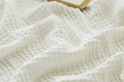 Cotton Muslin Blanket Breathable Soft Muslin Throw Blanket for Adults -White
