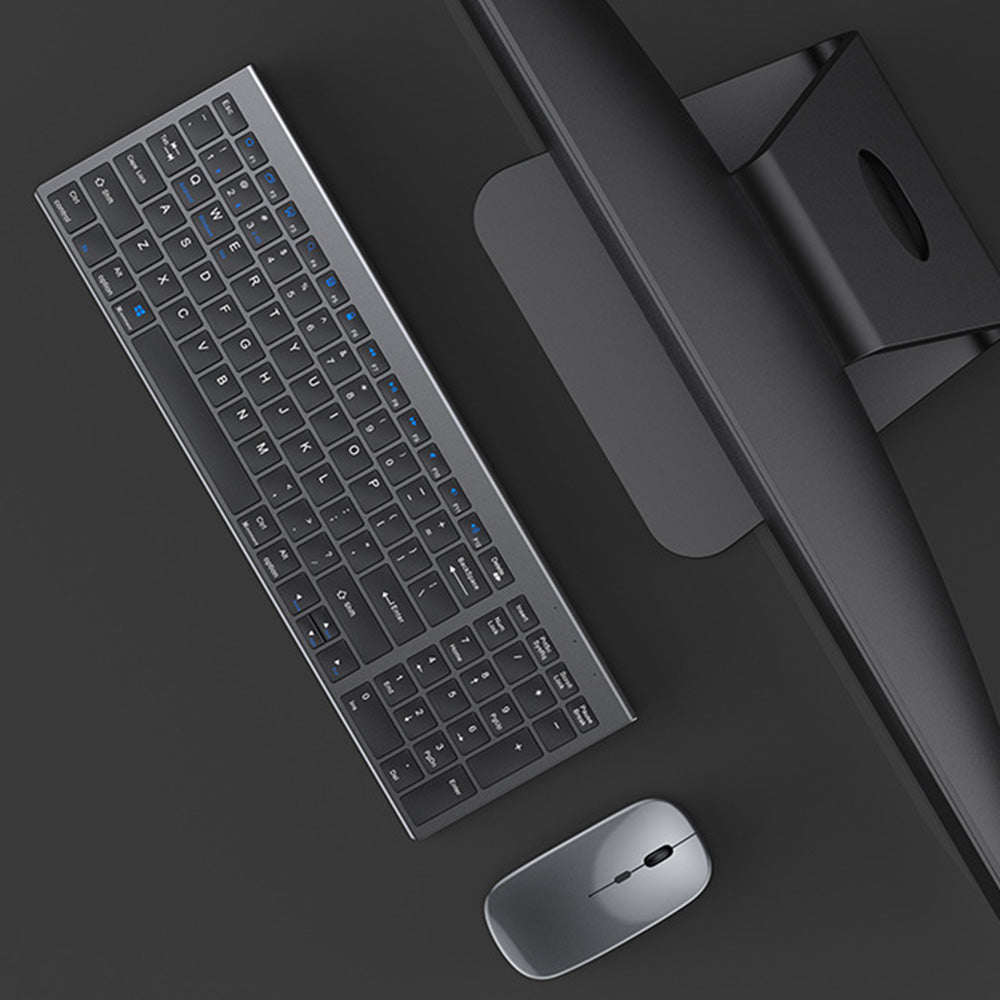 Rechargeable Bluetooth Wireless Keyboard and Mouse Set with Triple Modes for Multi-Device