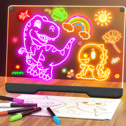Rechargeable LED Drawing Board with 7 Light Modes - Black