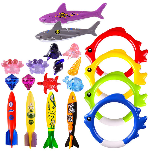 20Pcs Set Summer Pool Diving Swimming Toys Underwater Fun Swim Games Sinking Toys Kit