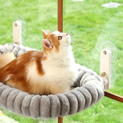 Cat Window Hammock 30x52cm Suction Cup Cat Bed with Washable Pad Cat Window Perch-Grey