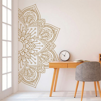 Half Mandala Decals Wall Sticker Home Rooms Yoga Art Decor Gold