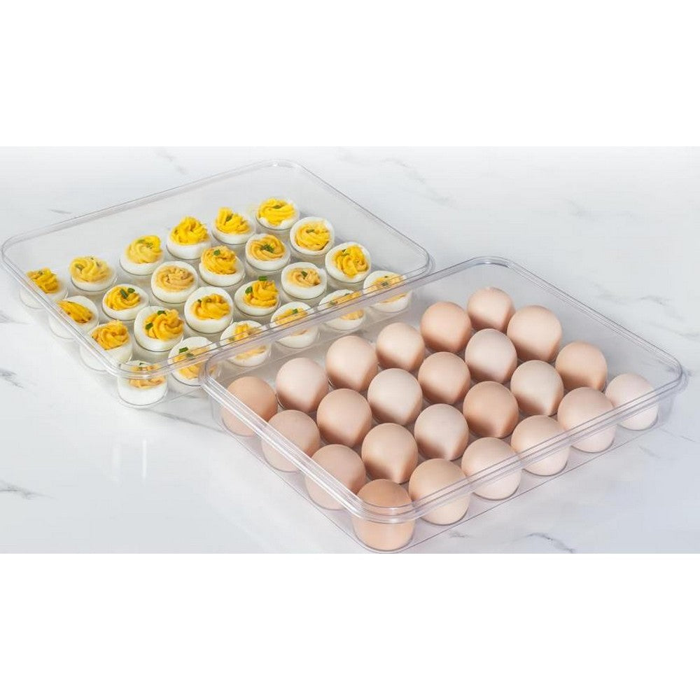 Deviled Egg Containers with Lid and Handle Stackable Egg Tray for Fridge
