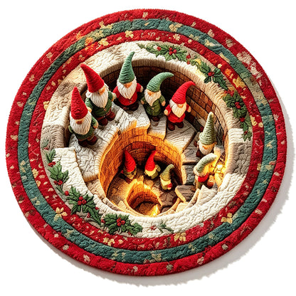 3D Quilted Christmas Polyester Velvet Floor Mat - Gnome