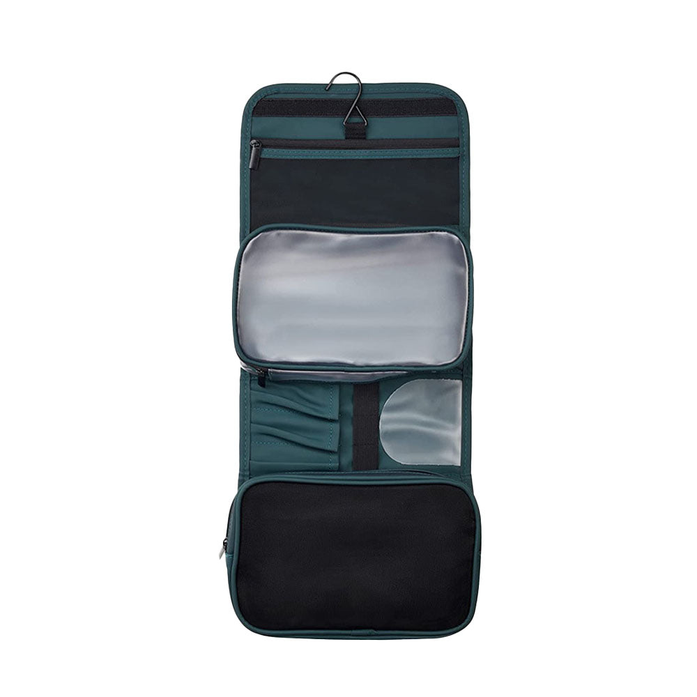 PU Leather Multifunctional Toiletry Bag Hanging Travel Organizer Makeup Cosmetic Case Green