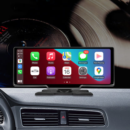 10.26 Inch IPS Portable Wireless Carplay Android Auto Screen with Dual Dash Cam