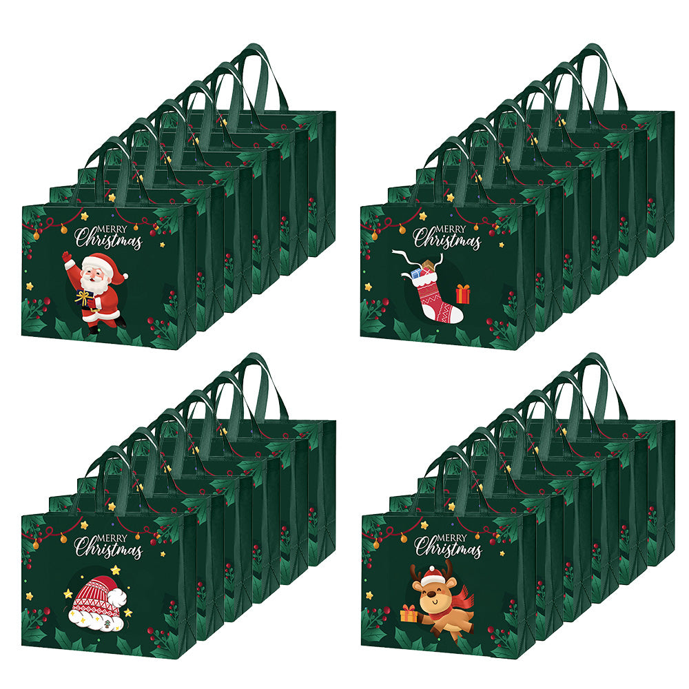 24 Pack Christmas and Halloween Handled Gift Shopping Bags - Green