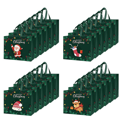 24 Pack Christmas and Halloween Handled Gift Shopping Bags - Green