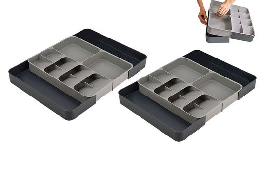 2Pcs Organizer For Kitchen Drawers Expandable Adjustable Utensil Tray For Kitchen