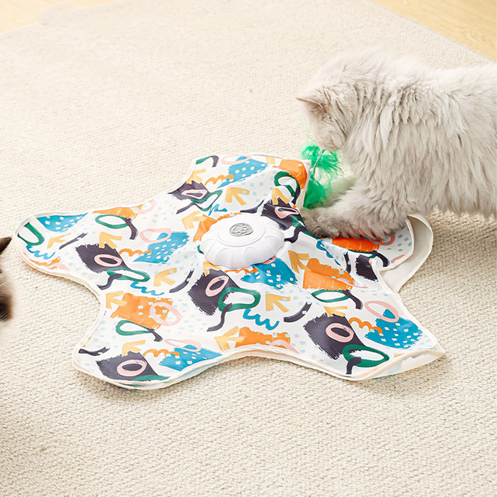 Interactive Cat Toy with Hide and Seek Feather-Orange