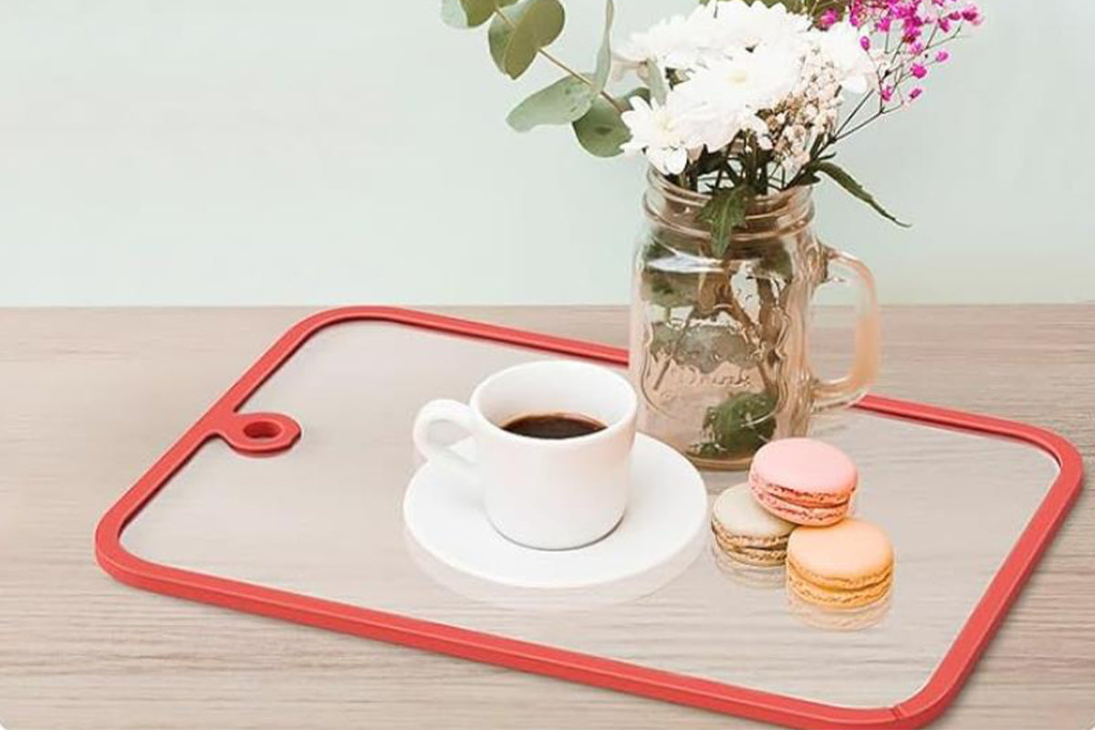 2Pcs Tempered Glass Cutting Board with Non-Slip Edges and Hanging Hole Dishwasher-security