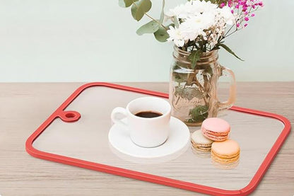 2Pcs Tempered Glass Cutting Board with Non-Slip Edges and Hanging Hole Dishwasher-security