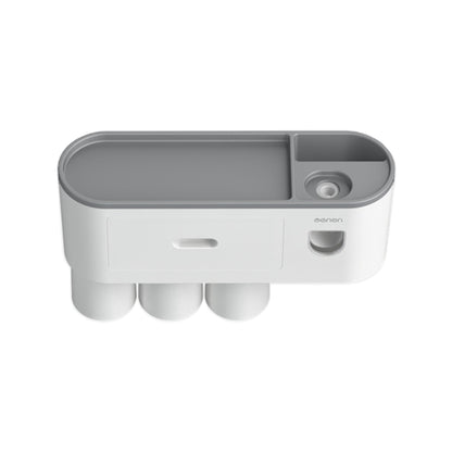 Wall Mounted Toothbrush Holder for Bathroom Automatic Toothpaste Dispenser Kit-Gray