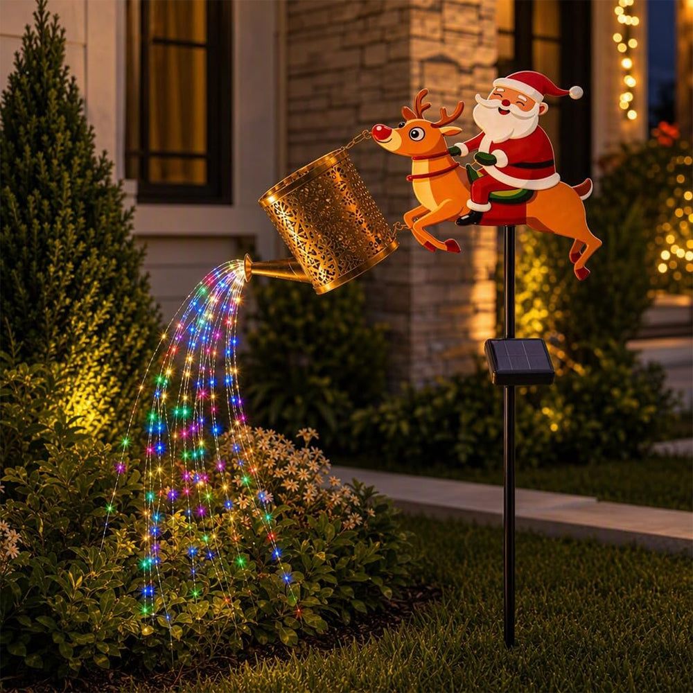 3D Solar Reindeer Watering Can LED Christmas Garden Stake Light