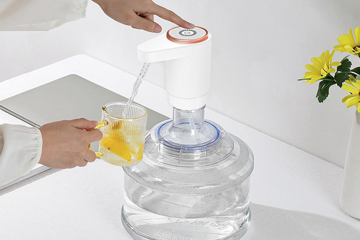 Electric Water Bottle Pump Automatic Dispenser For Kitchen Camping-White