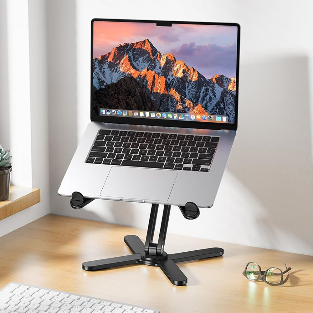 360 Degree Rotating Aluminum Laptop Stand Adjustable Desktop Notebook Holder Black
