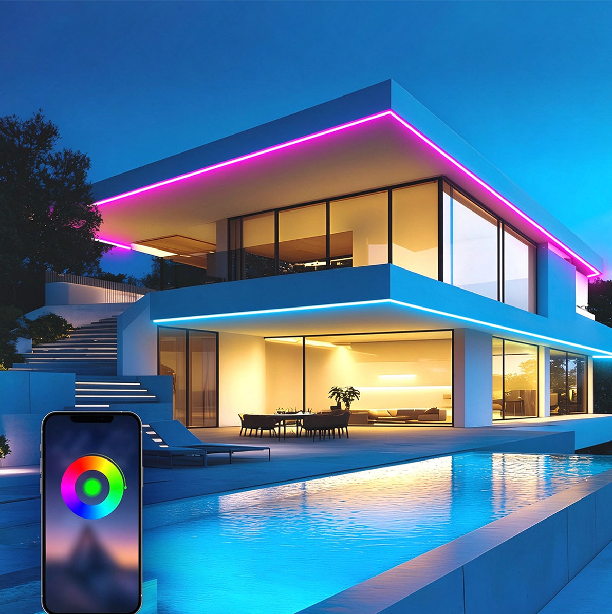 Waterproof Flexible RGB Neon LED Strip with Music Sync and App Control