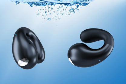 Open Ear Earbuds Ergonomic Clip-On Earbuds Bone Conduction Over-The-Ear Headphones-Black
