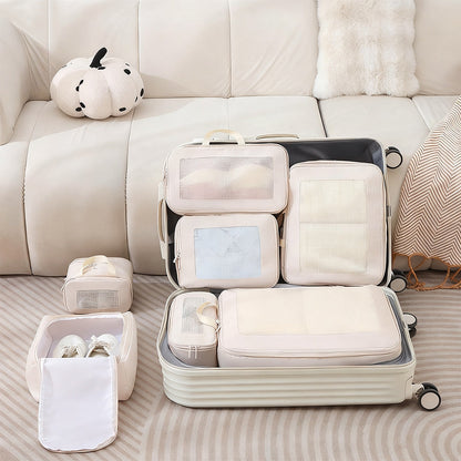 7Pcs Compression Packing Cubes Set ¨C Travel Luggage Organizer Bags for Suitcases Khaki