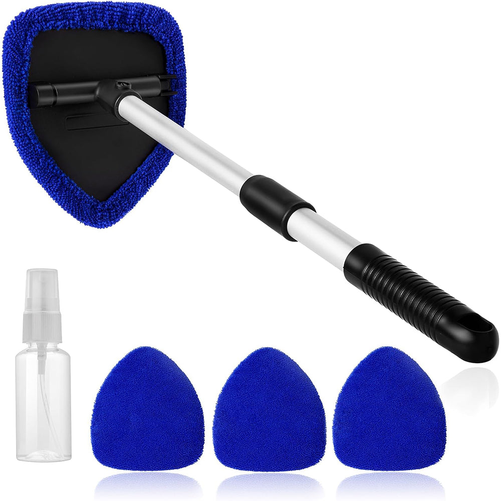11Pcs Car Windshield Cleaning Tool Kit Telescopic Pole with Washable Pads