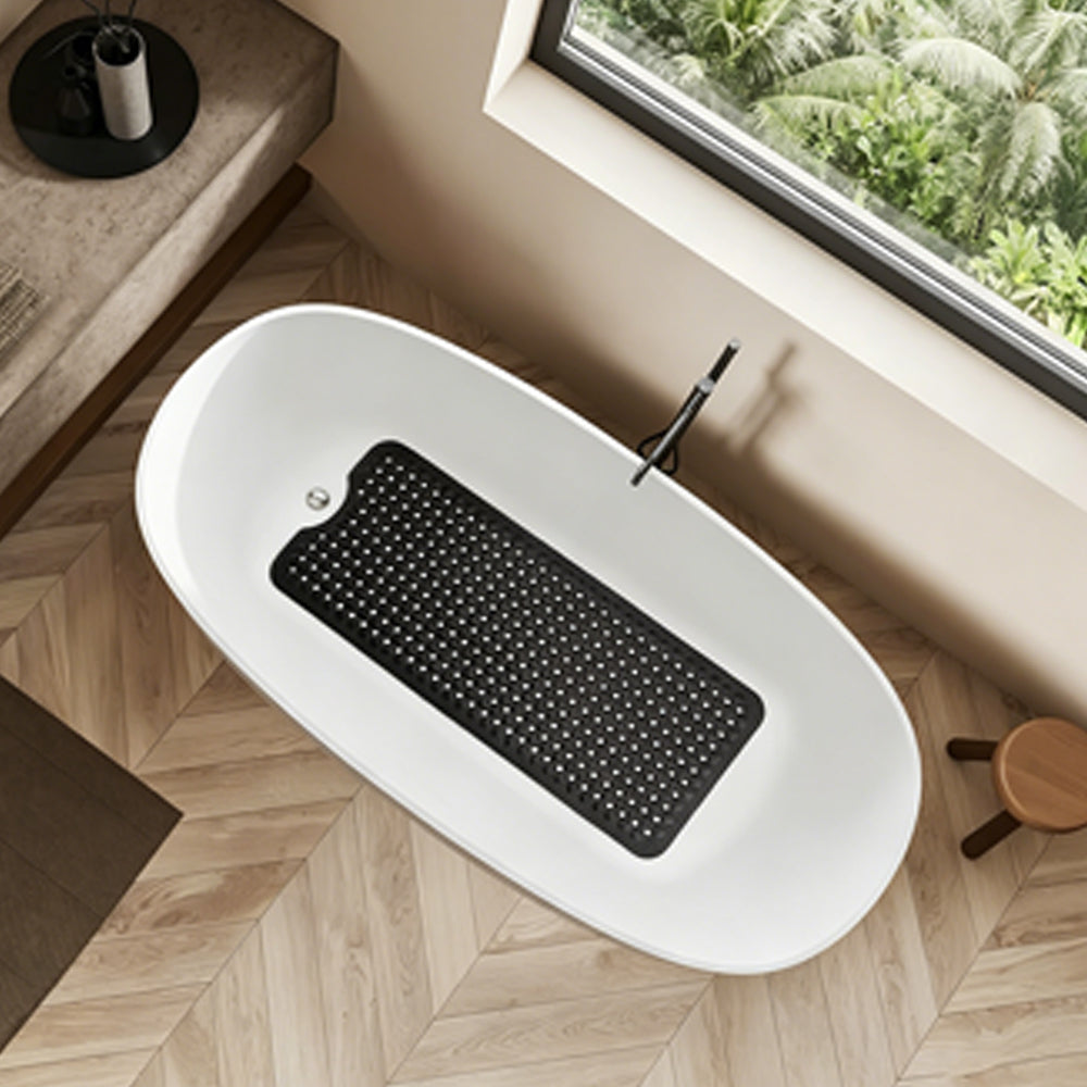 Bathtub Bubble Mat 100x40cm Non Slip Bath Mat with Drain Holes for Shower-Black