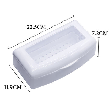 ABS Nail Tool Cleaning Soaking Cleaning Box with Lift Up Filter Tray - White