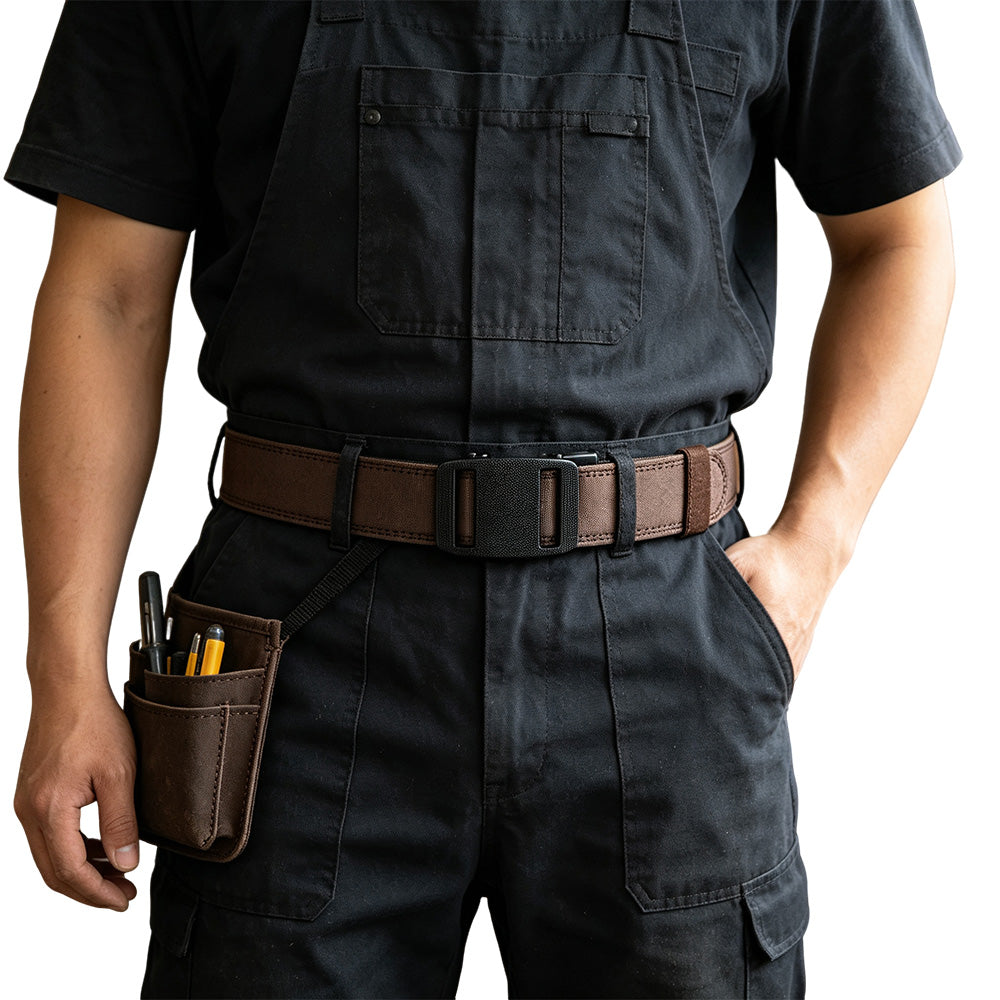 Double Layer Thickened Tactical Belt with Automatic Buckle - Coffee