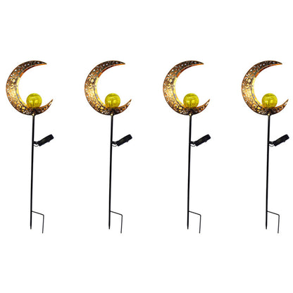4pcs Outdoor Solar Garden Metal Moon Flame Art Lights -Moon