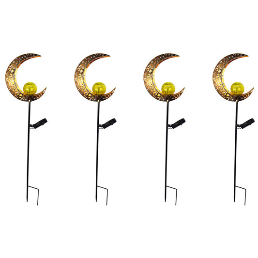 4pcs Outdoor Solar Garden Metal Moon Flame Art Lights -Moon