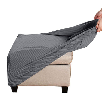 Elastic Jacquard Footrest Cover with Textured Stripes and Elastic Strap - Dark Grey